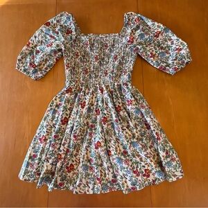 Melloday Liberty Print Floral Smocked Dress with Puff Sleeves